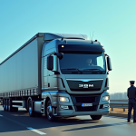 Camion cargo de 30m3 au contrôle routier en journée