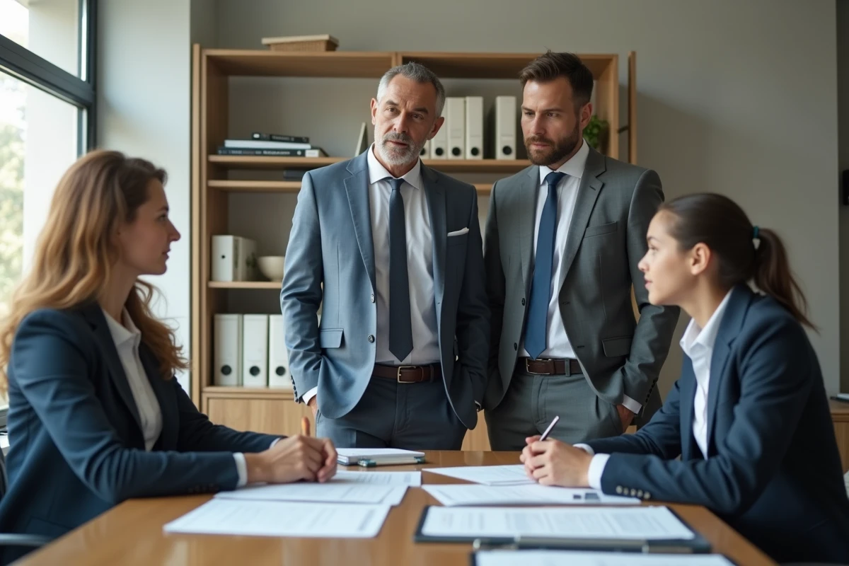 Homme d affaires discutant d un contrat avec une propriétaire dans un bureau