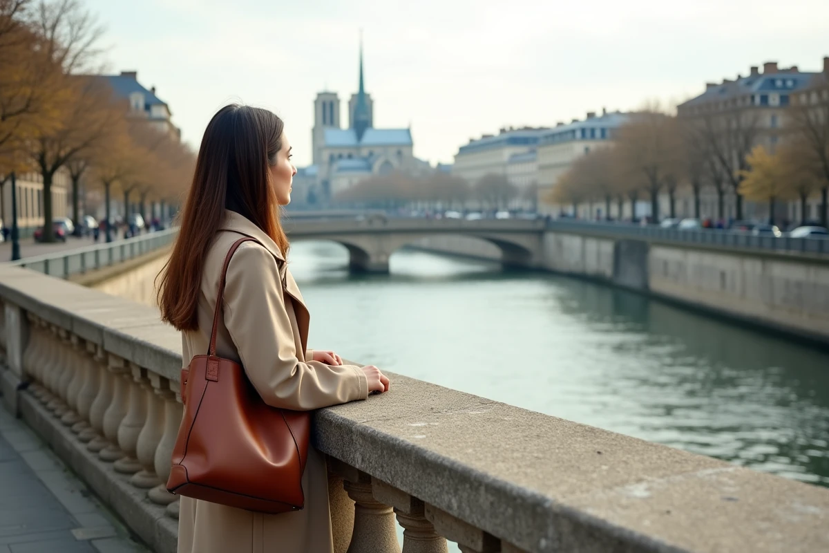 Femme observant les quartiers de Metz depuis un pont lors d'une recherche immobilière pour un premier achat