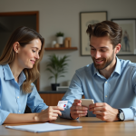 Femme d'âge moyen examinant une carte d'identité française