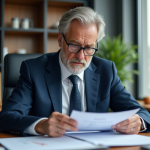 Homme d affaires en costume bleu dans un bureau moderne
