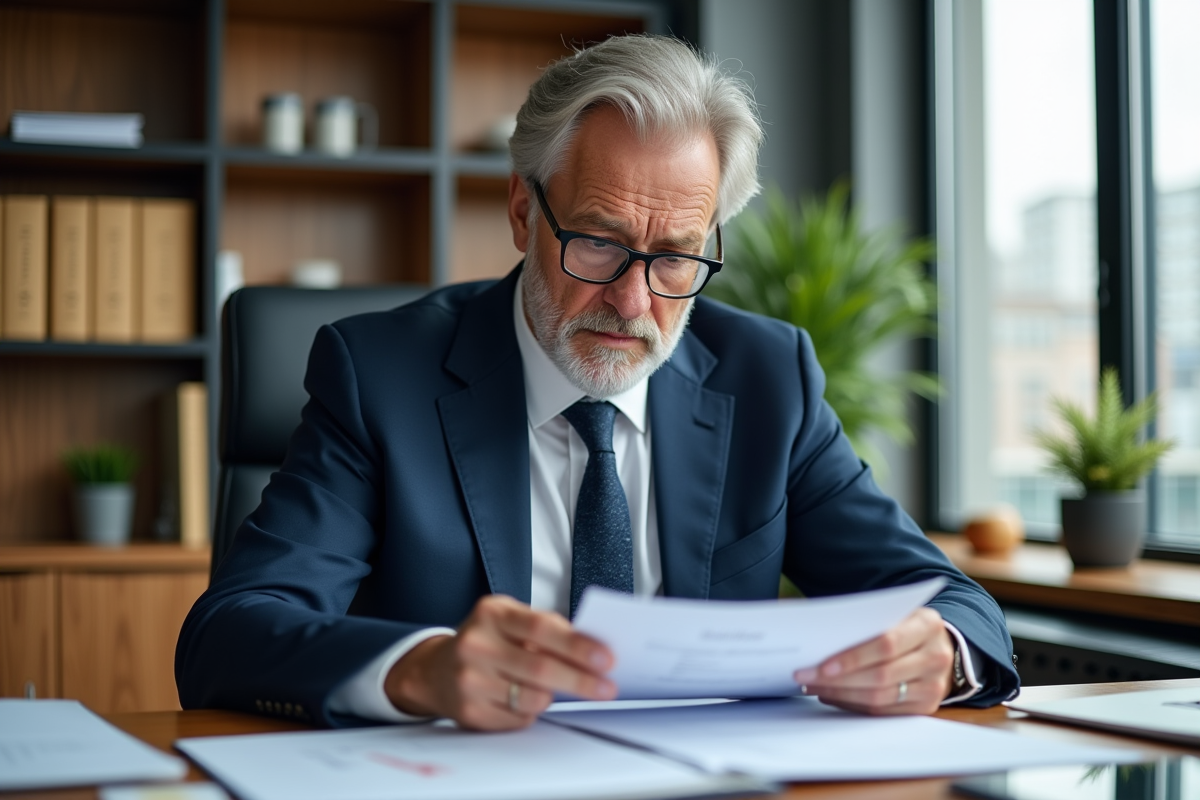 Homme d affaires en costume bleu dans un bureau moderne