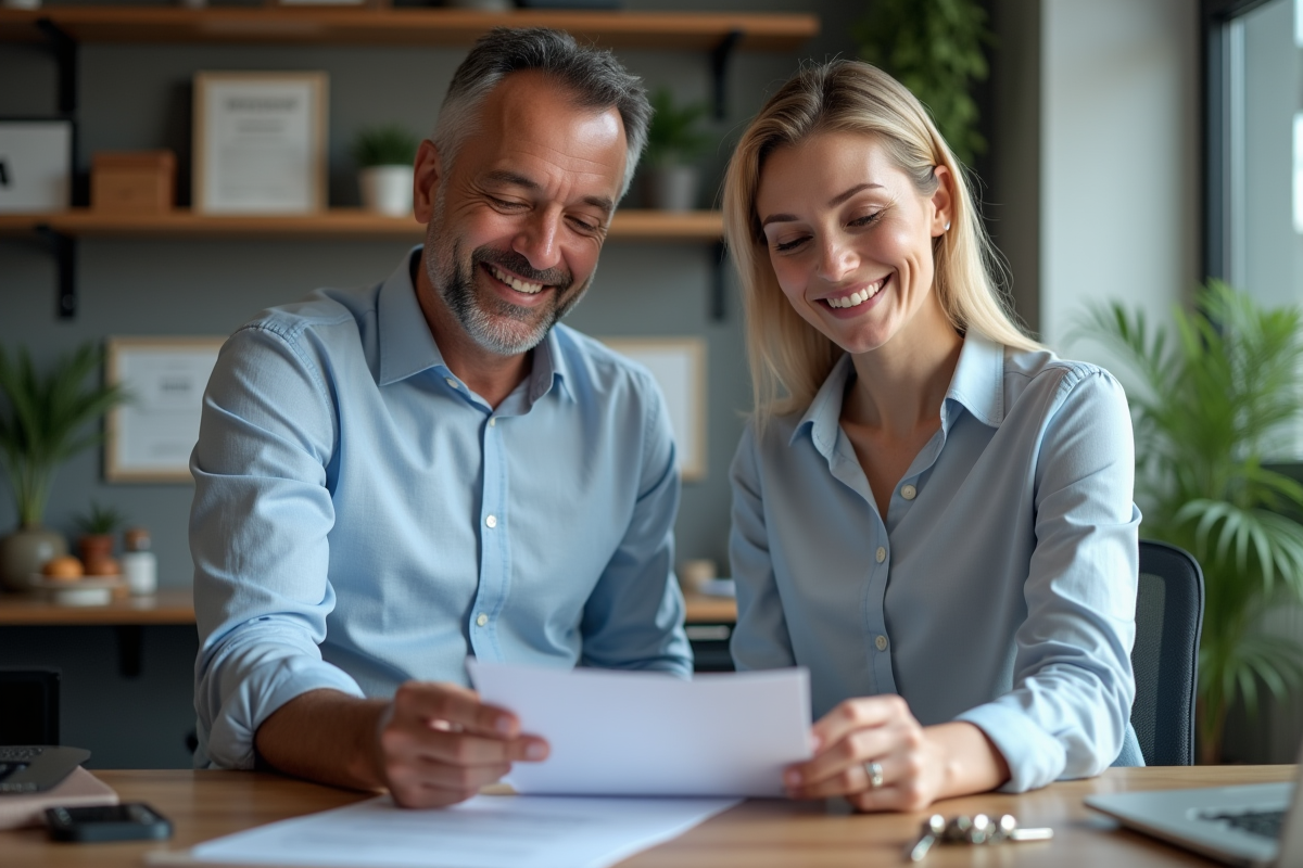 Homme et gestionnaire vérifiant un check-list dans un bureau