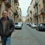 Rue dégradée d'un quartier défavorisé de Fréjus avec immeubles vétustes et graffitis sur les murs