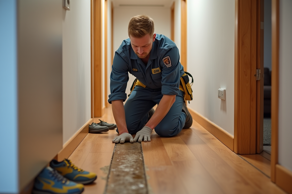 Technicien professionnel répare une fuite d